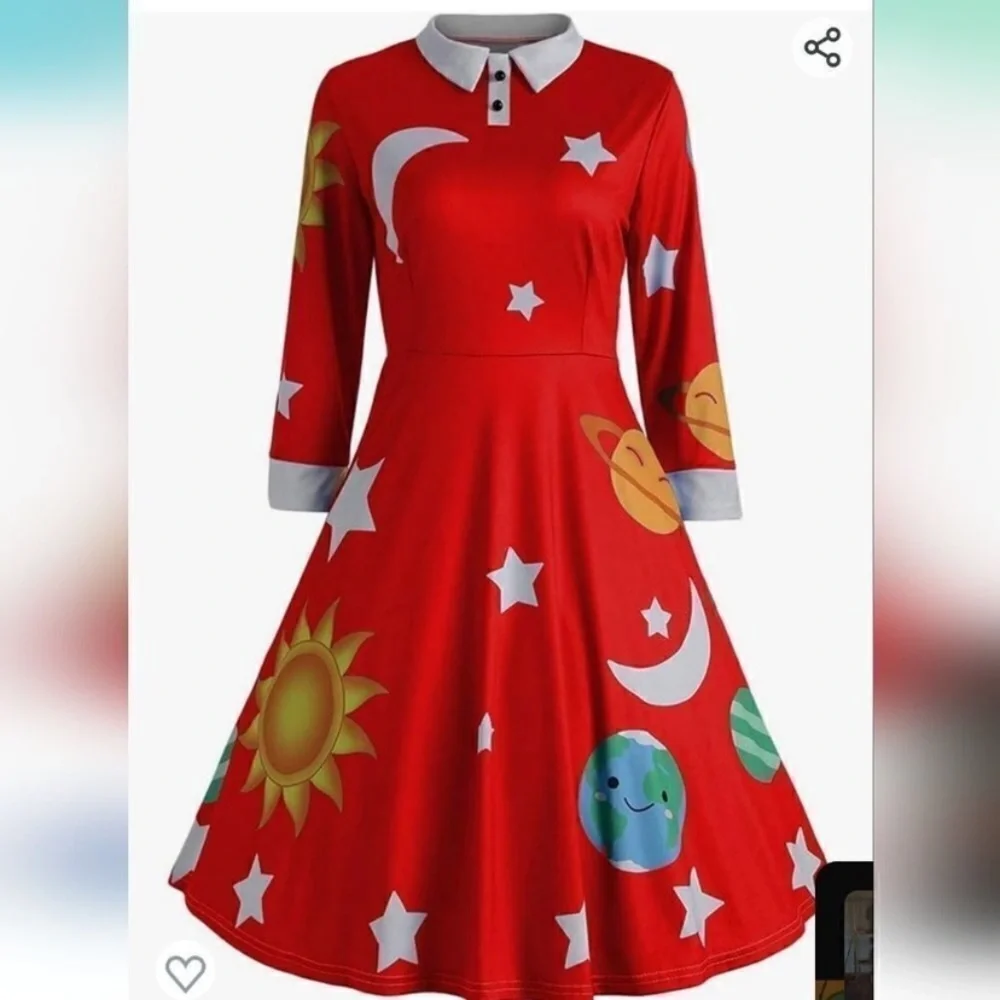 NWOT Sun And Moon Print Dress #0036 - Picture 2 of 8